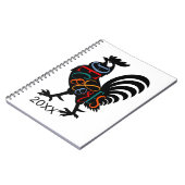 DeColores Cursillo Hahn Schwarze Silhouette Notizblock (Linke Seite)