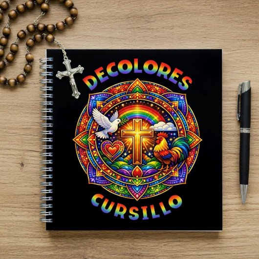 DeColores Cursillo Kreuz Taube Hahn Mandala Notizblock