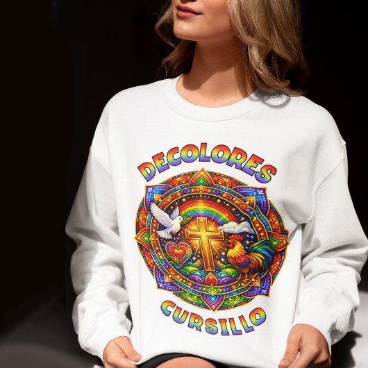 DeColores Cursillo-Kreuz-Taube-Hahn-Mandala Sweatshirt