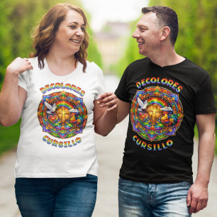DeColores Cursillo-Kreuz-Taube-Hahn-Mandala T-Shirt