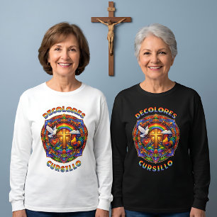 DeColores Cursillo-Kreuz-Taube-Hahn-Mandala T-Shirt