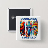 DeColores Cursillo Pinselstrich Hahn Kreuz Taube Button (Vorne & Hinten)