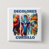 DeColores Cursillo Pinselstrich Hahn Kreuz Taube Button (Vorderseite)
