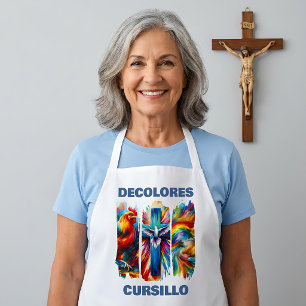 DeColores Cursillo Pinselstrich Hahn Kreuz Taube Schürze