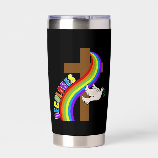 DeColores Cursillo Rainbow, Cross & Peace Dove Thermobecher (Vorderseite)