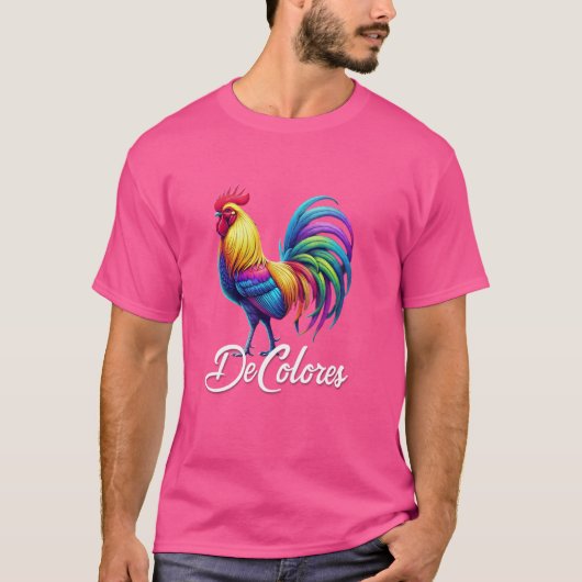 DeColores Cursillo Rainbow Rooster katholisch T-Shirt (Vorderseite)