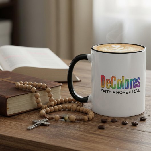DeColores Cursillo Regenbogen Glaube Hoffnung Lieb Tasse