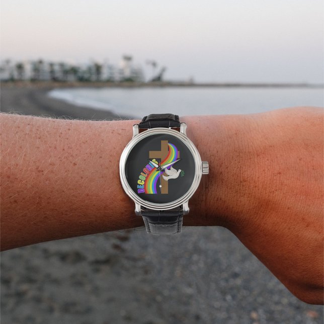 DeColores Cursillo Regenbogen mit Kreuz und Friede Armbanduhr (Von Creator hochgeladen)