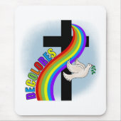 DeColores Cursillo Regenbogen mit Kreuz und Friede Mousepad (Vorne)