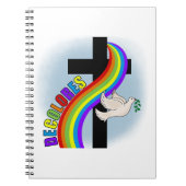 DeColores Cursillo Regenbogen mit Kreuz und Friede Notizblock (Vorderseite)