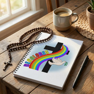 DeColores Cursillo Regenbogen mit Kreuz und Friede Notizblock