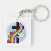 DeColores Cursillo Regenbogen mit Kreuz und Friede Schlüsselanhänger (Rückseite)