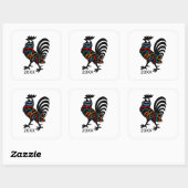 DeColores Cursillo Rooster Black Silhouette Quadratischer Aufkleber (Blatt)