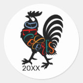 DeColores Cursillo Rooster Black Silhouette Runder Aufkleber (Vorderseite)