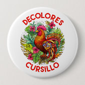 DeColores Cursillo Rooster Monstera Leaves Flowers Button (Vorderseite)
