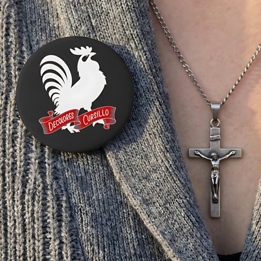 DeColores Cursillo Rooster Silhouette with Banner Button