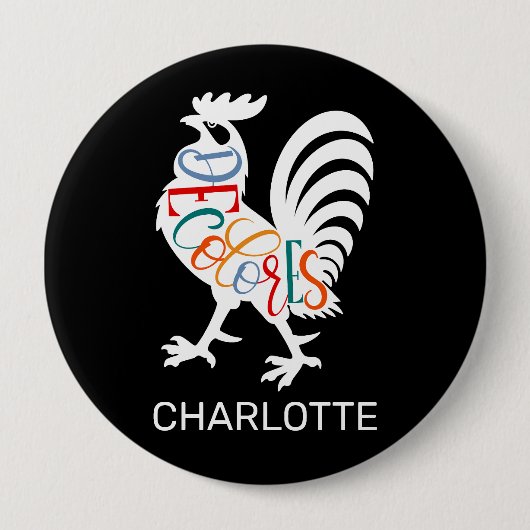 DeColores Cursillo Rooster White Silhouette Button (Vorderseite)
