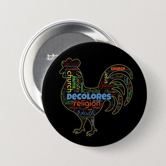 DeColores Cursillo Rooster Word Cloud Button (Vorne & Hinten)