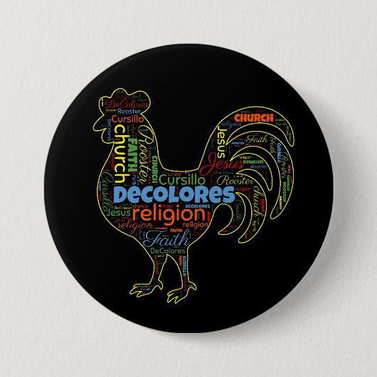 DeColores Cursillo Rooster Word Cloud Button (Vorderseite)