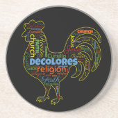 DeColores Cursillo Rooster Word Cloud Getränkeuntersetzer (Vorne)