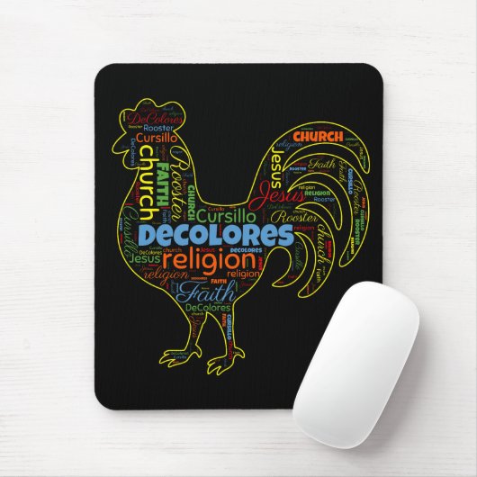 DeColores Cursillo Rooster Word Cloud Mousepad (Mit Mouse)