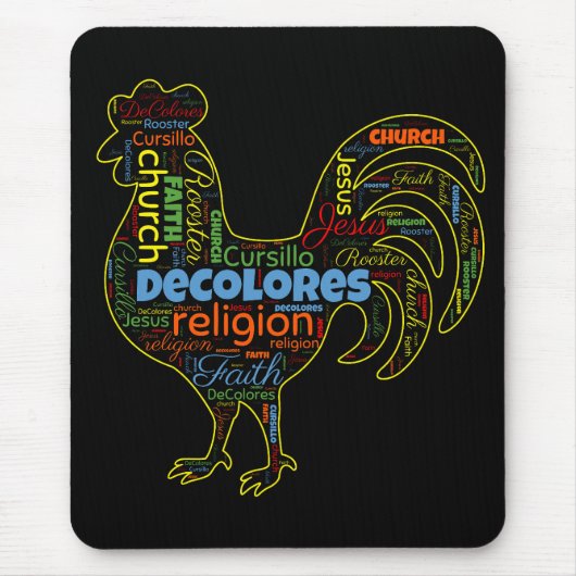 DeColores Cursillo Rooster Word Cloud Mousepad (Vorne)