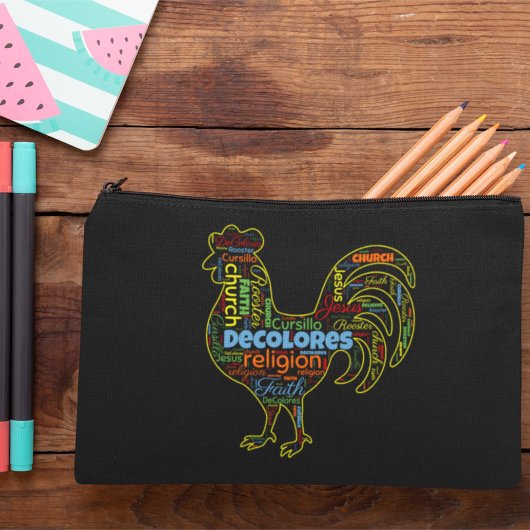 DeColores Cursillo Rooster Word Cloud Zubehörtasche