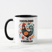 DeColores Cursillo Volkskunst Bunter Schwarzer Hah Tasse (Links)