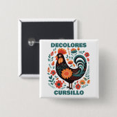 DeColores Cursillo Volkskunst Schwarzer Hahn Glaub Button (Vorne & Hinten)