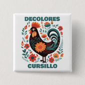 DeColores Cursillo Volkskunst Schwarzer Hahn Glaub Button (Vorderseite)