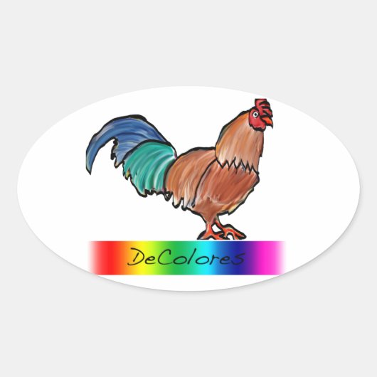 DeColores Rooster Ovaler Aufkleber (Vorderseite)