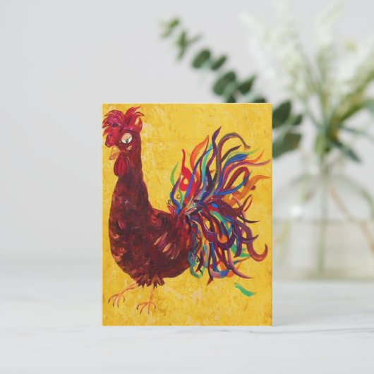 DeColores Rooster Postkarte (Stehend Vorderseite)
