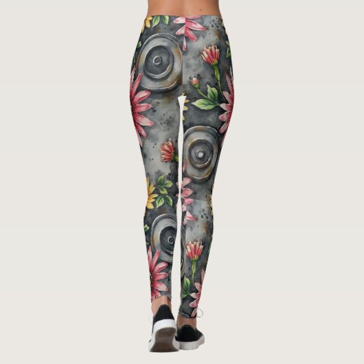 Deconstructed Floral Mandalas Seamless Pattern Leggings (Rückseite)