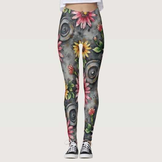 Deconstructed Floral Mandalas Seamless Pattern Leggings (Vorderseite)