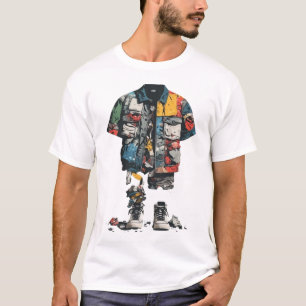 Deconstructed Patchwork Utility Jacke Streetwear T-Shirt