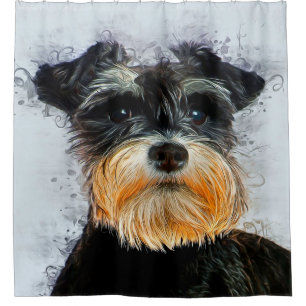 Décor Banket Hund Lover Niedlich Schnauzer Duschvorhang