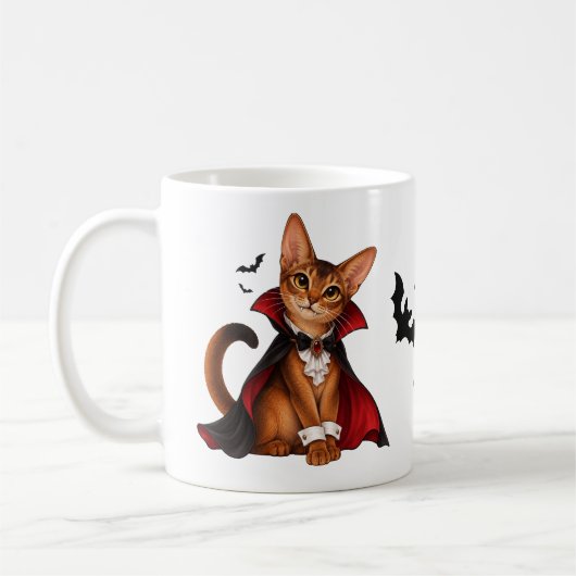 Decor Cute Abyssinian Cat Vampire Dracula Kaffeetasse (Links)