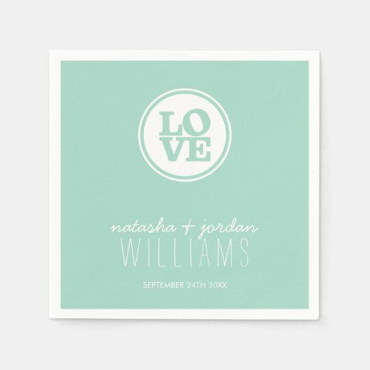 DECOR Liebe Schrift coole Minze Serviette (Vorderseite)