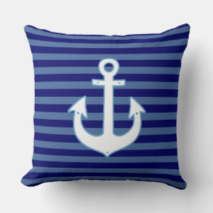decor nautical anchor & striped navy kissen