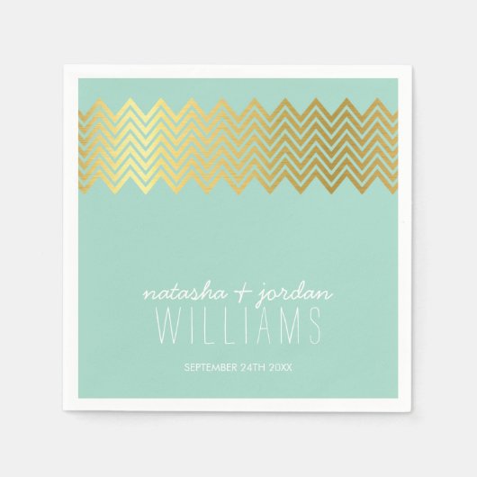 DECOR-Zickzack Muster Goldminze Serviette (Vorderseite)