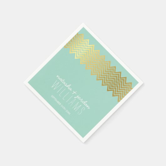 DECOR-Zickzack Muster Goldminze Serviette (Ecke)