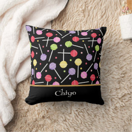 Decora Candy Lollipop gemusterte Schwarz Kissen