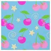 Decora Kei Cute Cherry Pattern on Blue Stoff (Nahaufnahme)