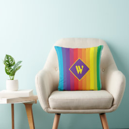 Decora Kei Fette Regenbogen gestreifte Monogramm Kissen