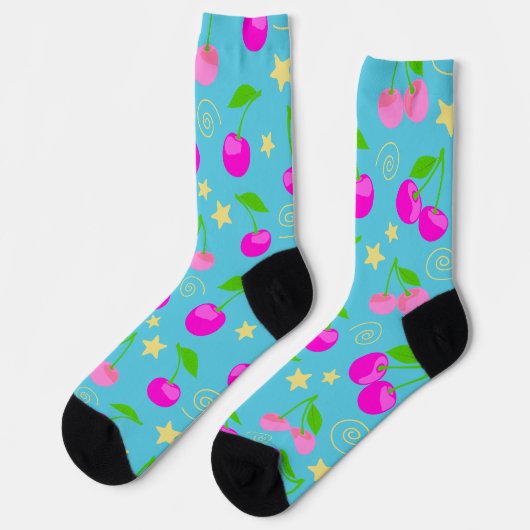 Decora Kei Rainbow Cherry Pattern Socken (Linkes Detail)