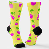 Decora Kei Rainbow Cherry Pattern Yellow Socken (Gewinkelt)