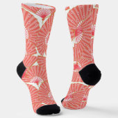 Decora Pink Japanese Geisha Fans Pattern Socken (Gewinkelt)