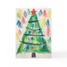 Decorated Crayon Christmas Tree Weihnachtskarte