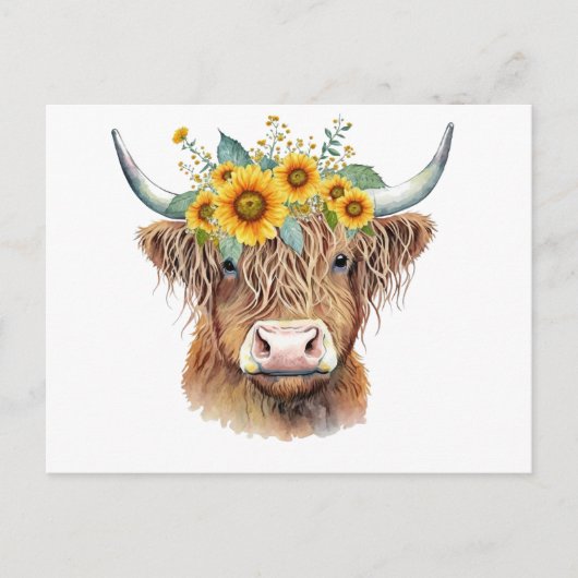 Decorated Highland Cow Postkarte (Vorderseite)