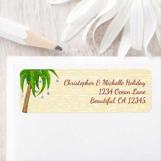 Decorated Palm Tree Christmas Beach Address (Insitu)